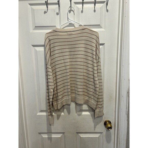 Garnet Hill 100% Pima Cotton Boxy Striped Sweater Lightweight Oversized Large - Picture 5 of 8